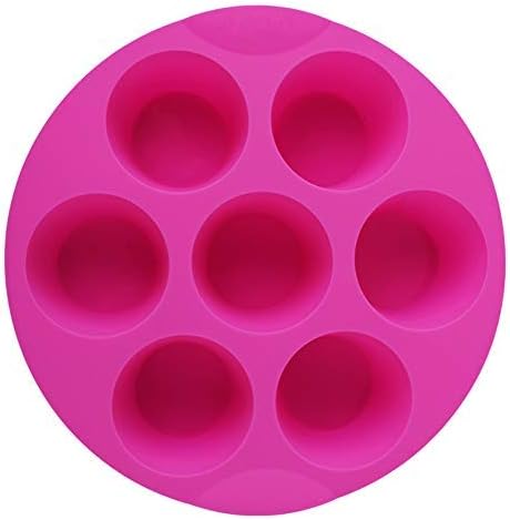 7 Cavity Silicone Air Fryer Muffin Pans Nonstick Brownie Cake Mold Round Pudding Cupcake Recipe Tray Bakeware, Rose...