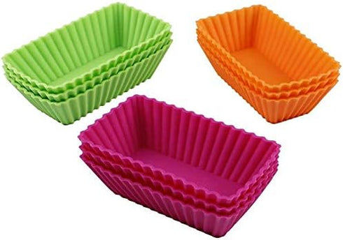Webake Rectangular Jumbo Cupcake Liners, 4.3 Inch Silicone Baking Cups Reusable Muffin Cups Nonstick Mini Loaf Pan (Pack of 12)...