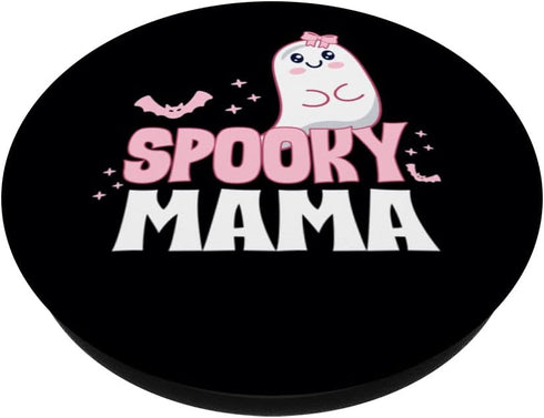 Spooky Mama Family Cute Pink White Ghost Boo Halloween PopSockets Swappable PopGrip...