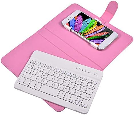 Portable Bluetooth Keyboard with Leather Case, Universal Keyboard with Detachable Flip Case and Stand, Cover with for 4.5''-6.8'' iOS,for Android/...