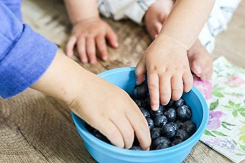 Re-Play Kids Dinnerware Set - 10 oz. Open Cup, 7" Flat Plate, 12 Oz. Bowl, Rounded Tip Fork and Deep Scoop Spoon - Dishwasher/Microwave Safe - Mad...