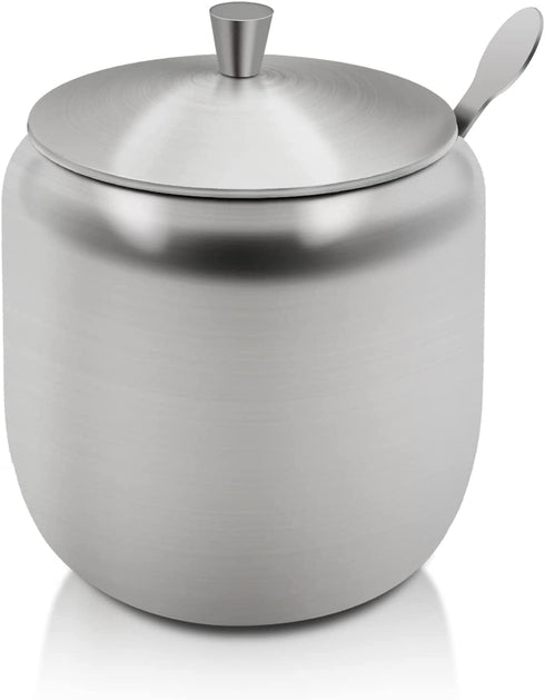 300ml Stainless Steel Sugar Bowl with Lid and Spoon 10 OZ Coffee Seasoning Jar Condiment Pot Spice Container Canister Cruet with Lid and Spoon...