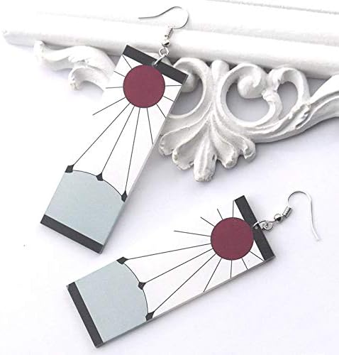 Tanjiro Cosplay Hanafuda Japanese Rising Red Sun Flag Anime Jewelry Earrings - Pair...
