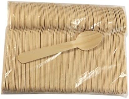 Concession Essentials Disposable Wooden Cutlery Spoons, Compostable and Earth Friendly, 6.25 Inch Length - Pack of 100 Spoons...