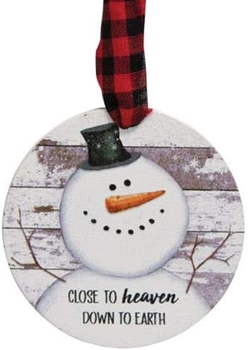 Set of 3 Snowman Shiplap Style Christmas Wood Ornaments - Close to Heaven Down to Earth - Wishing You a Snowy White Christmas - Flakes Run in Our ...