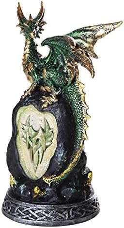 Pacific Giftware Green Mystic Forest Dragon with LED Light On Crystal Rock Mountain 7.5H...