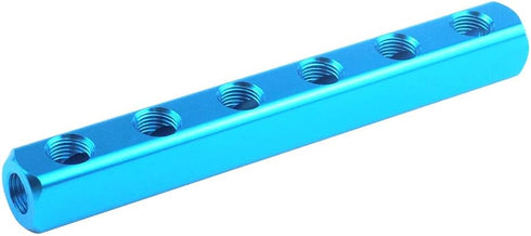 1/4" 6-Way 9 Ports Air Mainfold Aluminum Pneumatic Air Compressor Inline Splitter...