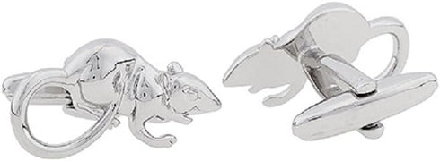 Mouse Rat Animal Pair Cufflinks in Presentation Gift Box & Polishing Cloth...