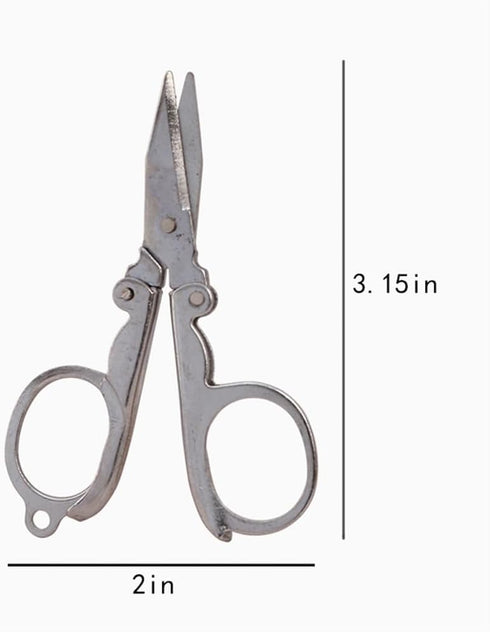Folding Scissors, 2Pcs Stainless Steel Folding Scissors Pocket Portable Foldable Travel Scissors Small Craft Cutter, Silvery...