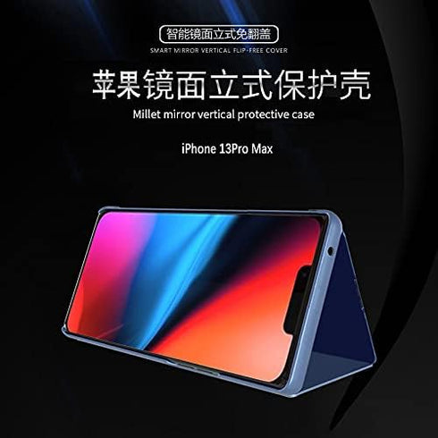 Compatible with Iphone 13 Pro Max Case Clear View Window Electroplate Plating Stand Scratchproof Full Body Protective Flip Folio Ultra Slim Cover ...