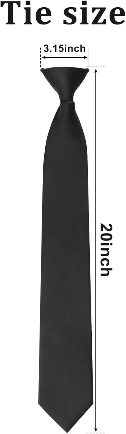 Men's Clip on Ties Pre-Tied Adjustable Neckties Solid Color Zipper Ties for Men Formal Business Graduation...
