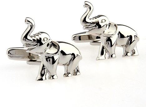 Elephant Cufflink Animal Trunk Gift Wedding Zoo Novelty + Box & Cleaner...