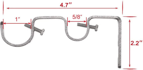 TLBTEK 3PCS Silver Curtain Rod Bracket,Double Curtain Rod Hanging Brackets Wall Mount Heavy Duty,Adjustable Curtain Rod Holders Hardware for Windo...