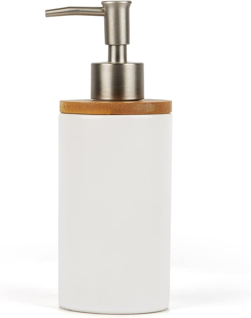 Ceramic Soap Dispenser Hand Soap Dispenser Refillable Liquid Great for Kitchen and Bathroom Decorative (White)...