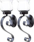 Smart Living Company Set of 2 Metal Scrolling W/Fluted Glass Candle Holder Wall Sconce New~10015371...
