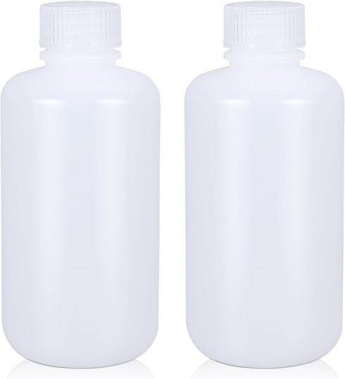 250ml/2 Pcs HDPE Narrow Mouth Round Container, Leak Proof Plastic Lab Chemical Reagent Bottles, Water Sample Bottles (Translucence, 8.45 oz)...