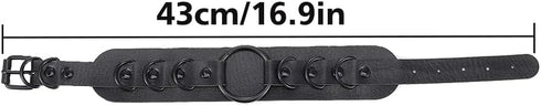 Gothic Leather Choker Necklace Punk Choker Collar Rings Nightclub Party Adjustable Necklaces Chain for Women...
