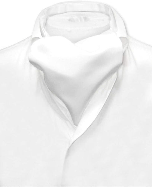 Vesuvio Napoli ASCOT Solid WHITE Color Cravat Men's Neck Tie...