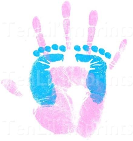 Ten Lil' Imprints Mommy and Me Inkless Handprint and Footprint Kit, Blue...