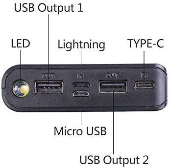 LHIABNN DIY Power Bank Box Flat Head Battery Charger Outer Case,2 USB Output Ports Plastic Shell Box with LCD Display,Micro/Phone/Type-c Input Por...