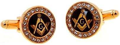 Freemason Masonic Mason Crystal Pair Cufflinks in a Presentation Gift Box & Polishing Cloth...