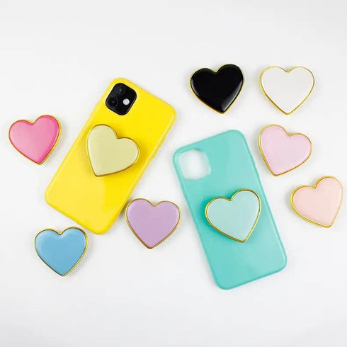 GRIPONG Cute Heart Shape Colorful Gold Enamel Epoxy Expandable Collapsible Mobile Phone Grip Stand Holder for Smartphone Tablet Cell Phone Accesso...