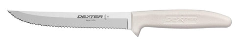 Dexter-Russell Sani-Safe S156SC-PCP 6" White Scalloped Utility Knife with Polypropylene Handle, Model:092187133039...