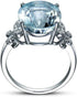 Rhinestone Butterfly Ring Natural Topaz Stone Crystal Engagement Ring Charm Gemstone Ring ,Sea Blue,Size 10...