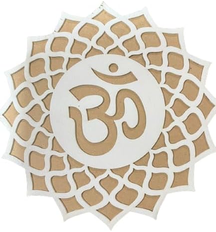 Aditri Creation DIY MDF Readymade Round Om Design Rangoli Mat Easy to Use Rangoli Template Easy to Fill Wooden MDF Rangoli Boards for Indian Tradi...