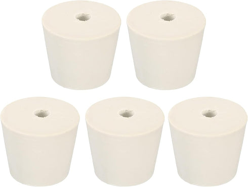 MECCANIXITY Rubber Tapered Plug 28mm to 37mm with 8mm Hole Test Tubes Bungs Stopper White for Lab Home 5 Pieces...