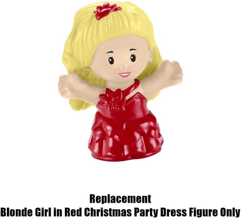 Mattel Replacement Part for Fisher-Price Little People Playset - HMK85 ~ Blonde Girl Wearing Red Christmas Party Dress Figure ~ Inspired by Barbie...