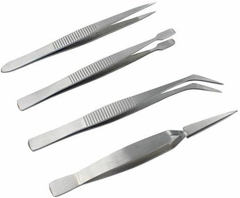 4pcs Stainless Steel Tweezers Set Multifunctional Tweezers Stone Picking Tool for Electronic Craft Jewellery Stamps Model Making Cleaning Grip DIY...