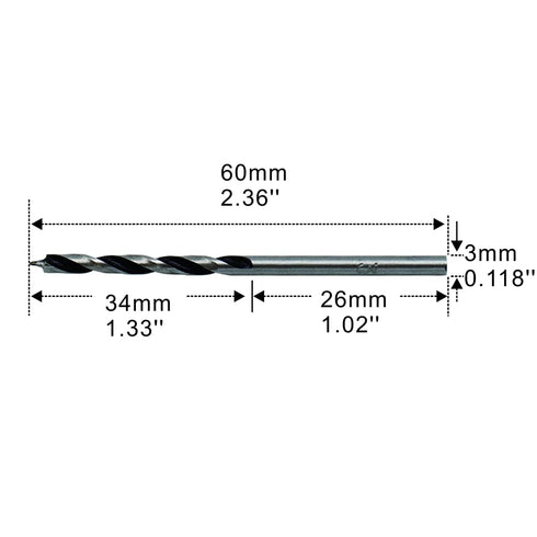 Brad Point Drill Bits 3mm (1/8") Wood Drill Bit Set Woodworking Drills High Carbon Steel for Furniture Hardwood Softwood Cupboard Wardrobe 5 Pack...