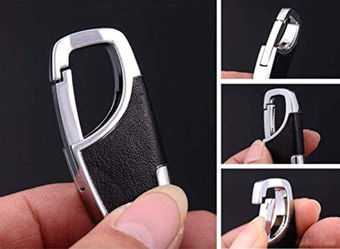2PCS Stainless Steel Key Chain with Leather Heavy Duty Home Office Car Keychain with Key Ring Key Holder for Men and Women-Brown & Black...
