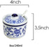Retro Ceramic Blue and White Sugar Bowl Seasoning Pot Storage Jar with Lid...
