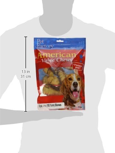 Pet Factory American Beefhide 4-5" Knotted Bones Dog Chew Treats - Chicken Flavor, 8 Count/1 Pack...