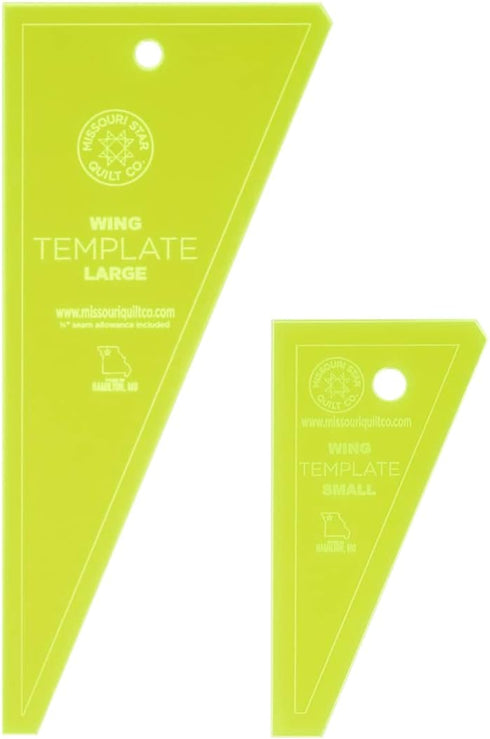 Acrylic Quilting Template Set of 2 Wings - Great for 10” and 5” Precut Fabric Squares - Essential Quilt Supplies for Cutting Patterns, Layer Cakes...