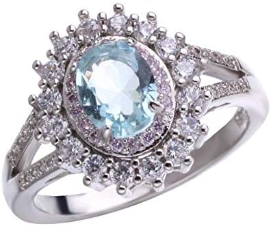 MAIHAO Sparkling 925 Sterling Silver Pink Crystal Diamond Ring Inlaid Green Topaz Color Treasure Engagement Ring Wedding Party Jewelry Size 6-10 (...
