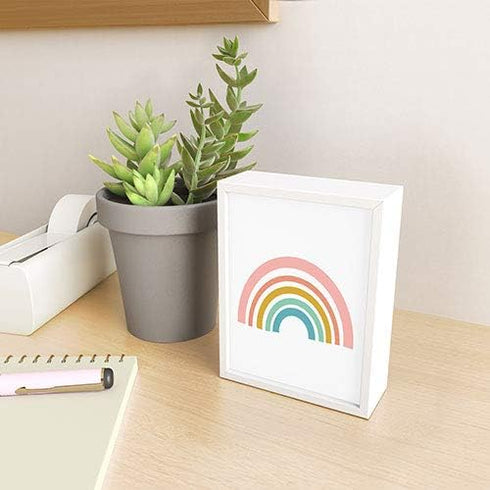 Society6 June Journal Minimalist Geometric Rainbow Mini Art Print, White Frame...