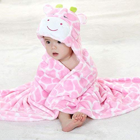 Vauwmsr Baby Hooded Blanket Ultra Soft Warm Newborn Infant Swaddle Wrap Bath Shower Towel, 25.6" x 39.4", Pink...
