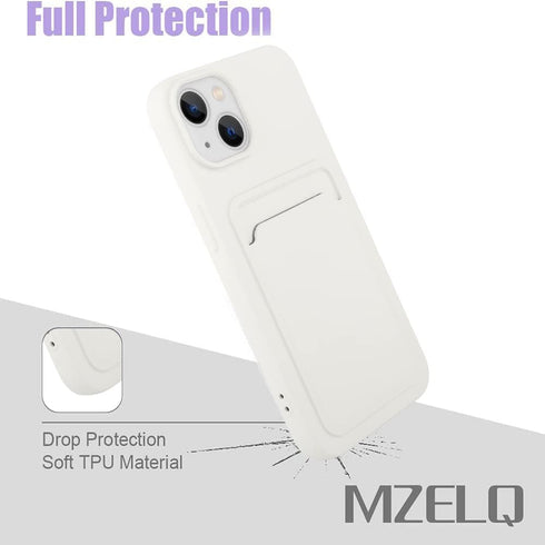 MZELQ Silicone Wallet for iPhone 14 Case, Card Holder Camera Protection Cover for iPhone 14 Case + Screen Protector, Card Slot Cute Case Compatibl...