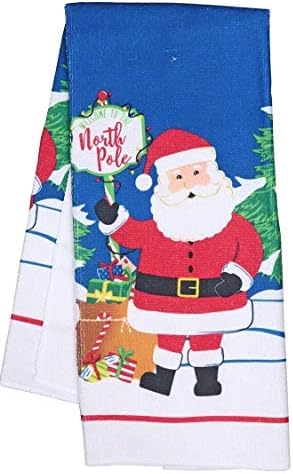 Christmas Kitchen Towel Set 5 Piece 2 Pot Holders & 2 Towels with 1 Oven Mitt (Santa Claus)...