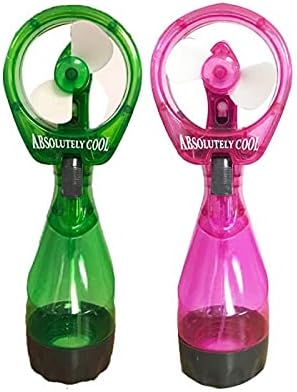 P&F Water Mist Spray Bottle Fan Portable Handheld Mister - Battery Operated (Pink &Green)...