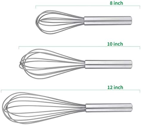 Stainless Steel Whisks with 3 Packs 8"+10"+12" Kitchen Whisk Set Kitchen Whip Kitchen Utensils Wire Whisk Balloon Whisk Set for Blending Whisking ...