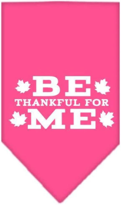 Mirage Pet Products Be Thankful for Me Screen Print Bandana, Large, Bright Pink...