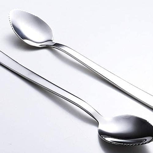 2Pcs Grapefruit Spoon Stainless Steel Fruit Spoon, Stainless Steel Spoon, Serrated Edge Ice Cream Scrape Cut Spoons For Fruit Dessert Cheese Veget...