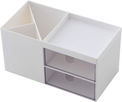 Desktop Storage Organizer Mini Box for Office Supplies Container Pen Holder for Desk Cute Pencil Cup Pot Makeup Brush Holder (White)...