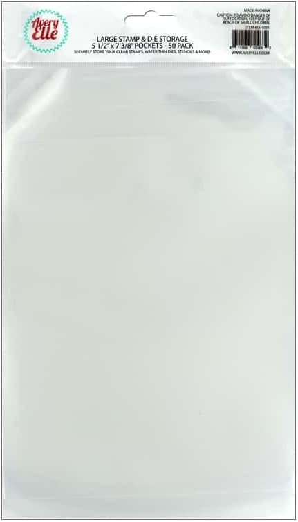 Avery Elle SS-5001 Stamp & Die Storage Pockets 50/Pkg Large 5 ½” x 7 3/8" , white/clear , Single Pack...