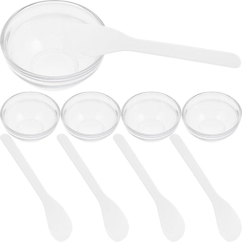 FOMIYES Facial Masks Mixing Bowl Set 5 Sets Masks Prep Measuring Bowl with Spatula, Clear Glass Mix Bowl, Cosmetic Mix Bowl, Skincare Makeup Kit f...