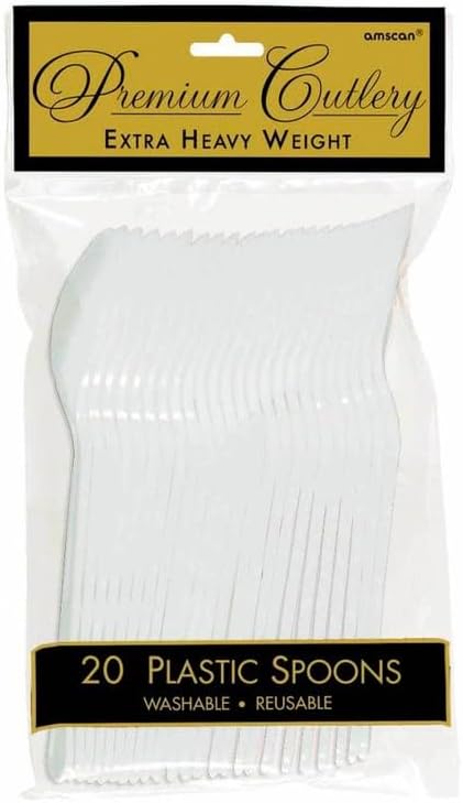 Frosty White Plastic Heavy Weight Spoons (20 Count) - Premium Disposable Plastic Cutlery, Perfect for Home Use and All Kinds of Occasions...